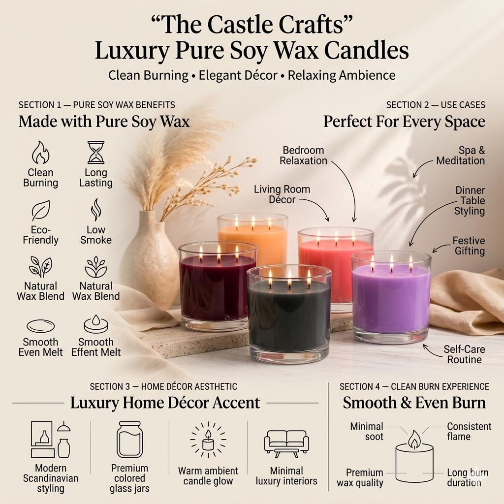 3-Wick Clear Glass Candle | Dark Shades | 80Hr Burn — Castle Crafts