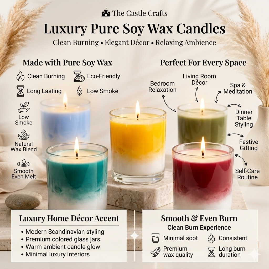 Two-Tone Ombre Coloured Wax Candle | Clear Glass | 30Hr Burn | Fresh Shades — Castle Crafts