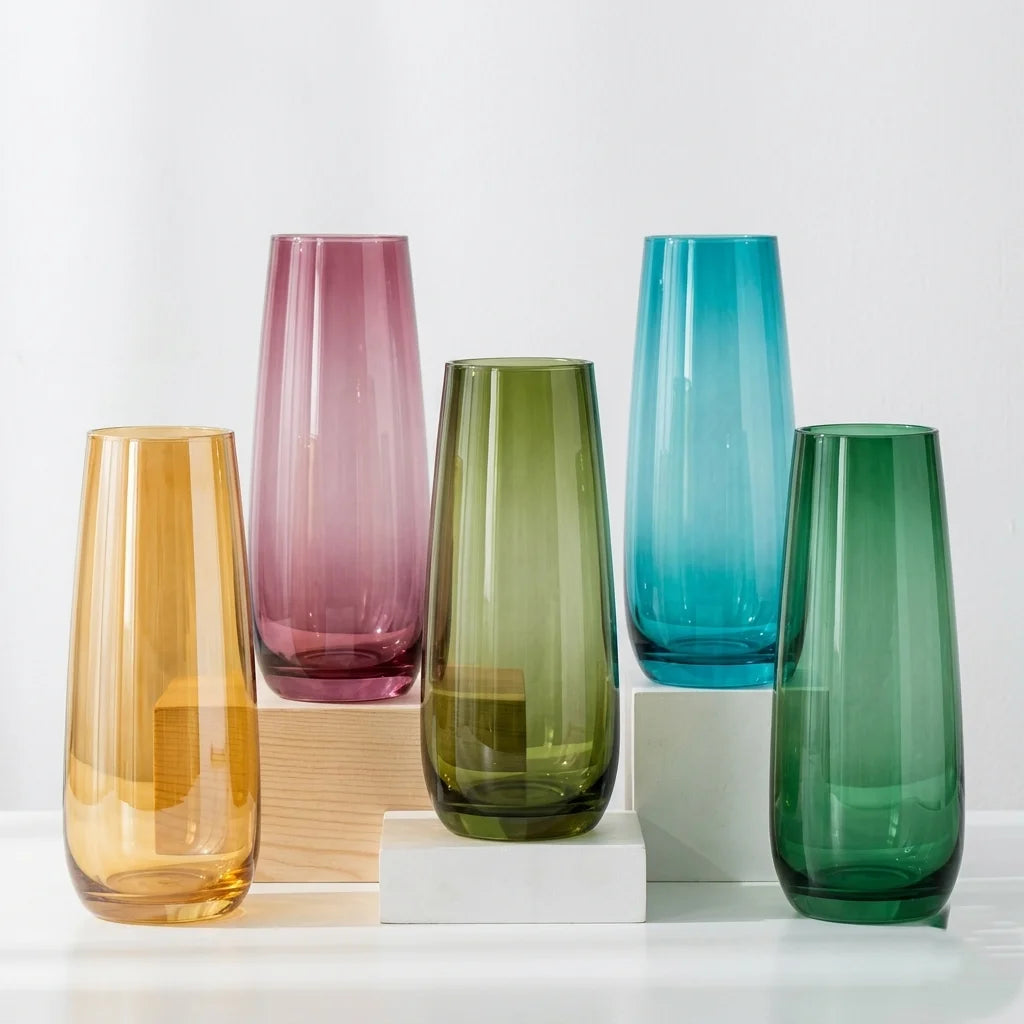 Jewel Taper Slim Glass Vase — Hand-Blown Glass from Firozabad, India | Tabletop Décor & Small Floral Arrangements