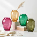 Jewel Urn Wide Glass Vase — Hand-Blown Glass from Firozabad, India | Floral Arrangements & Home Styling