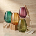 Harvest Fluted Oval Glass Vase — Hand-Blown Glass from Firozabad, India | Floral Arrangements & Home Styling