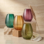 Harvest Fluted Oval Glass Vase — Hand-Blown Glass from Firozabad, India | Floral Arrangements & Home Styling
