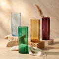 Earthy Pillar Cylinder Glass Vase — Hand-Blown Glass from Firozabad, India | Floral Arrangements & Home Styling