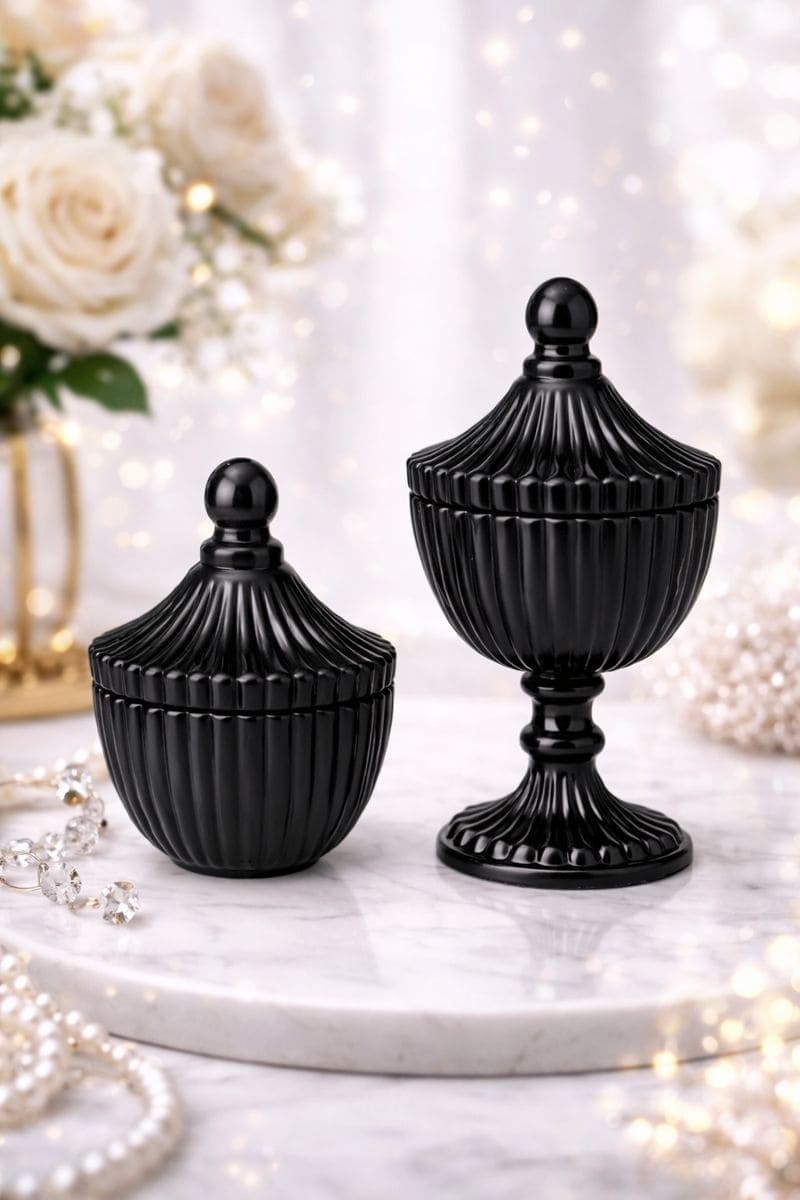 Ribbed Decorative Candy Jar | 2 Sizes x 6 Colours — Castle Crafts