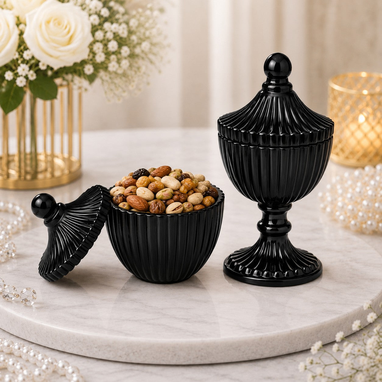 Ribbed Decorative Candy Jar | 2 Sizes x 6 Colours — Castle Crafts