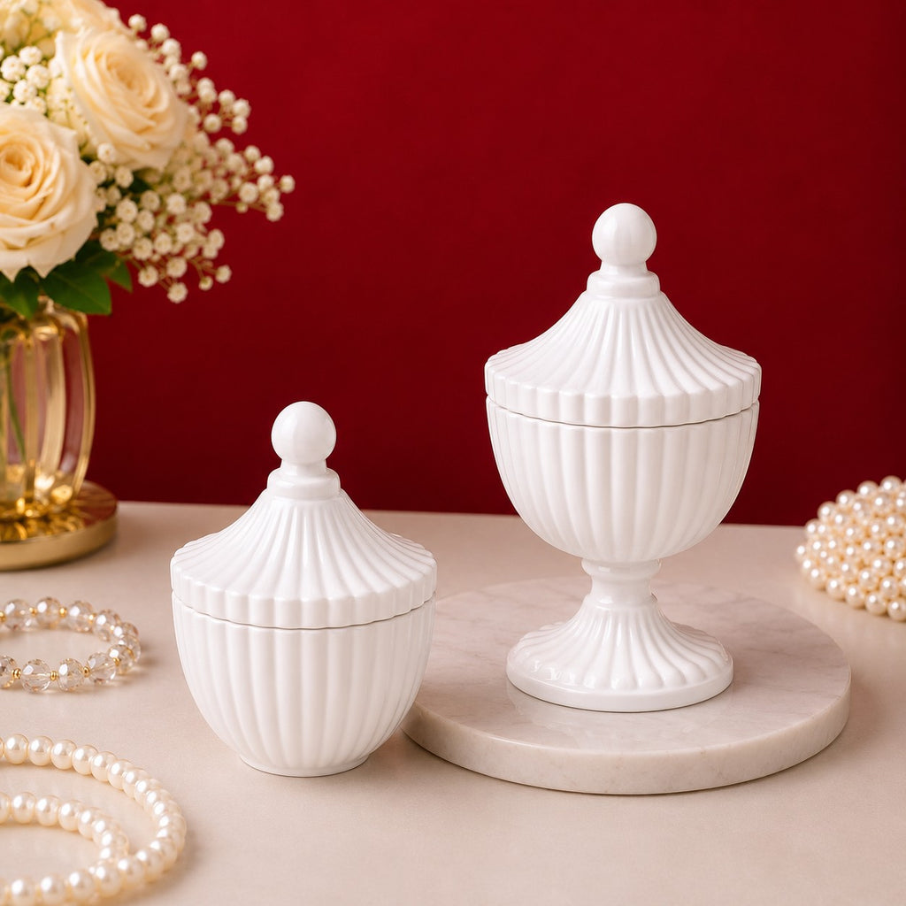 Ribbed Decorative Candy Jar | 2 Sizes x 6 Colours — Castle Crafts