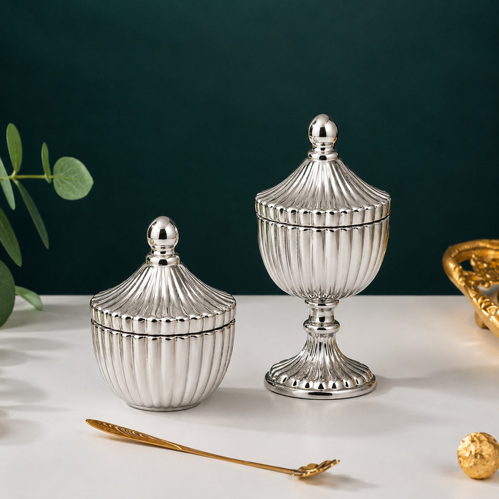 Ribbed Decorative Candy Jar | 2 Sizes x 6 Colours — Castle Crafts