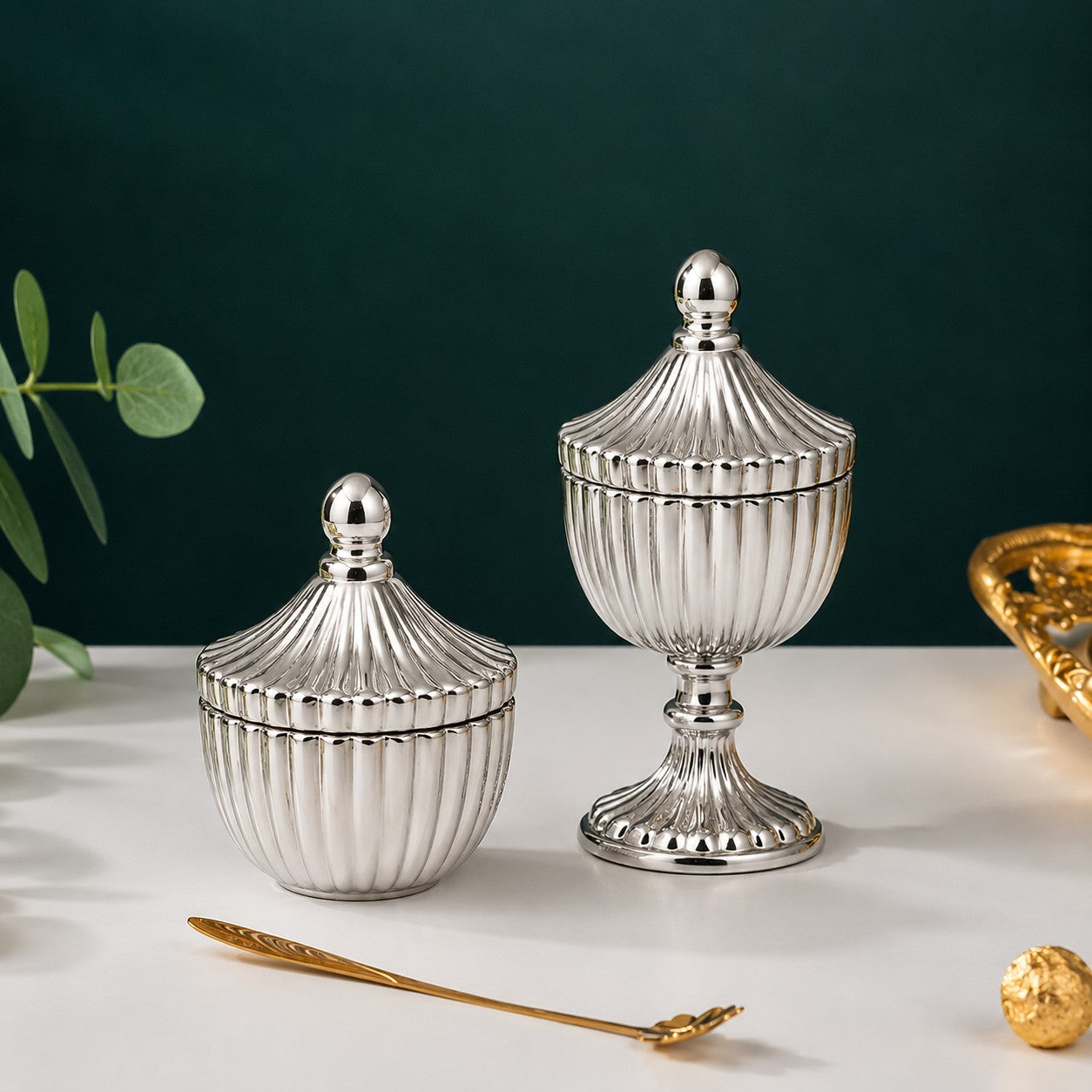Ribbed Decorative Candy Jar | 2 Sizes x 6 Colours — Castle Crafts