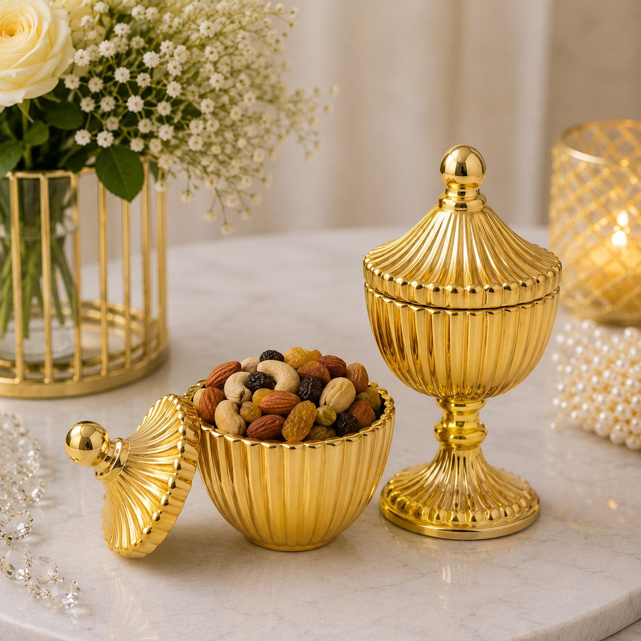 Ribbed Decorative Candy Jar | 2 Sizes x 6 Colours — Castle Crafts