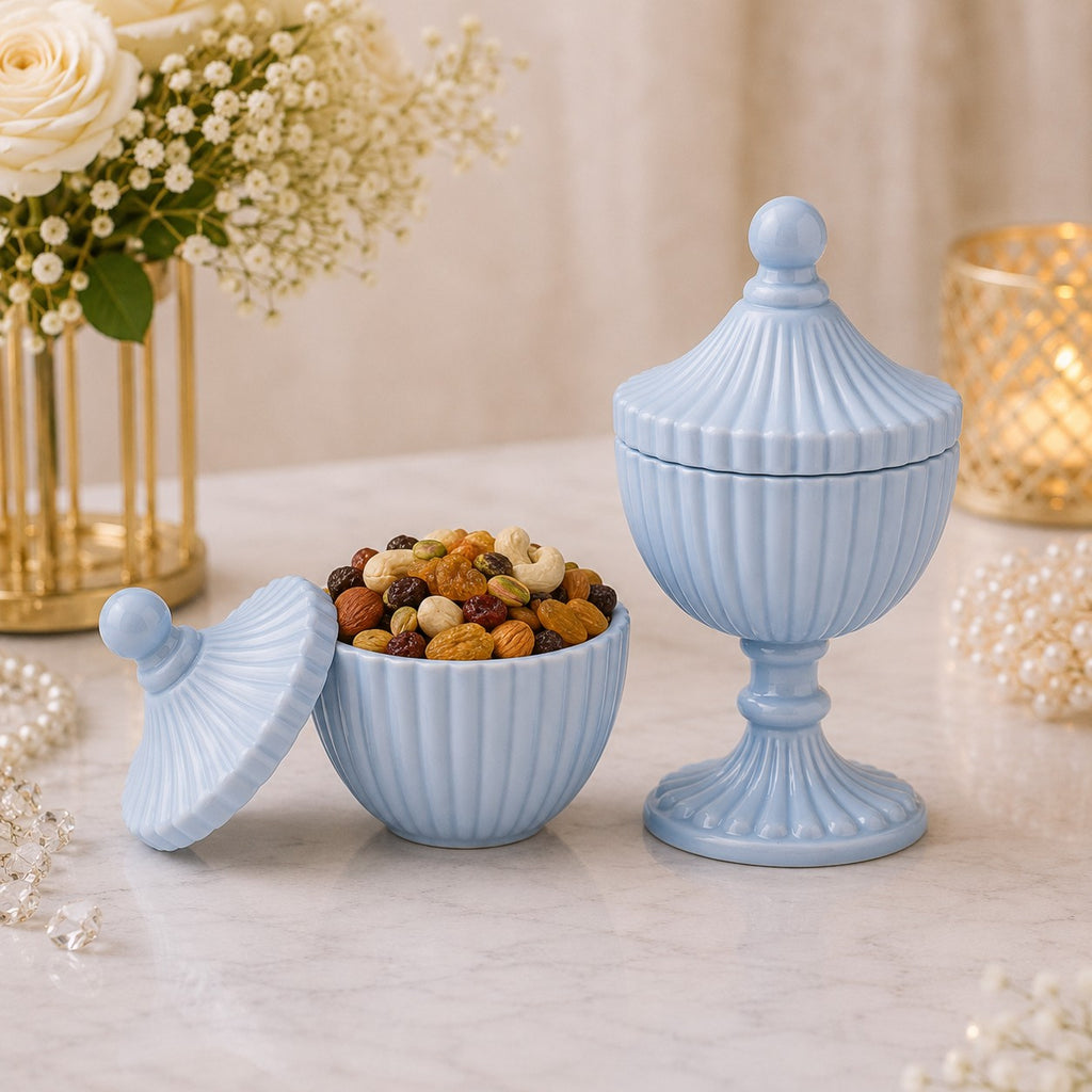 Ribbed Decorative Candy Jar | 2 Sizes x 6 Colours — Castle Crafts