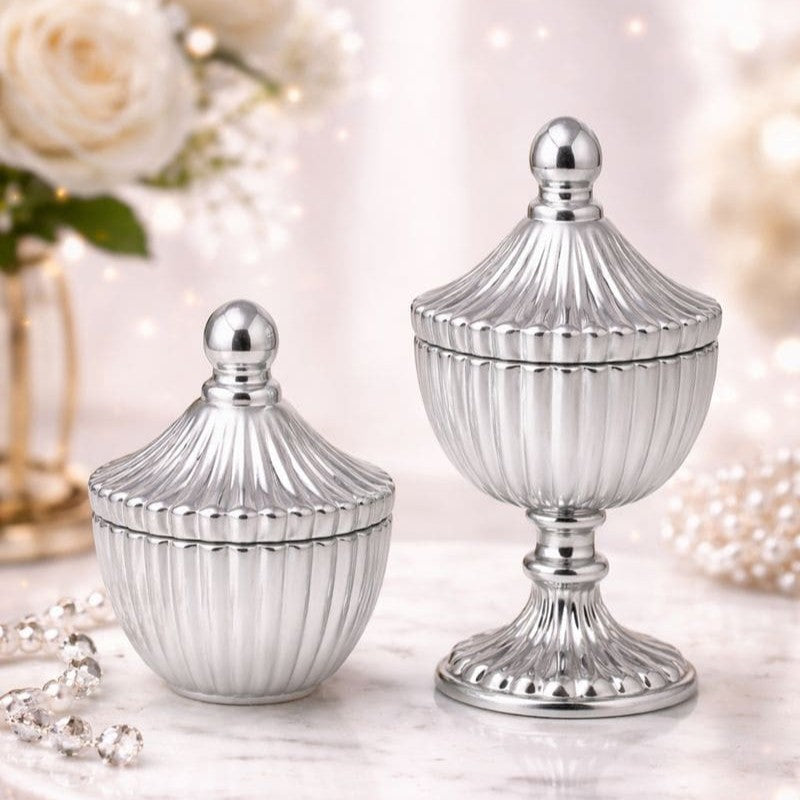 Ribbed Decorative Candy Jar | 2 Sizes x 6 Colours — Castle Crafts