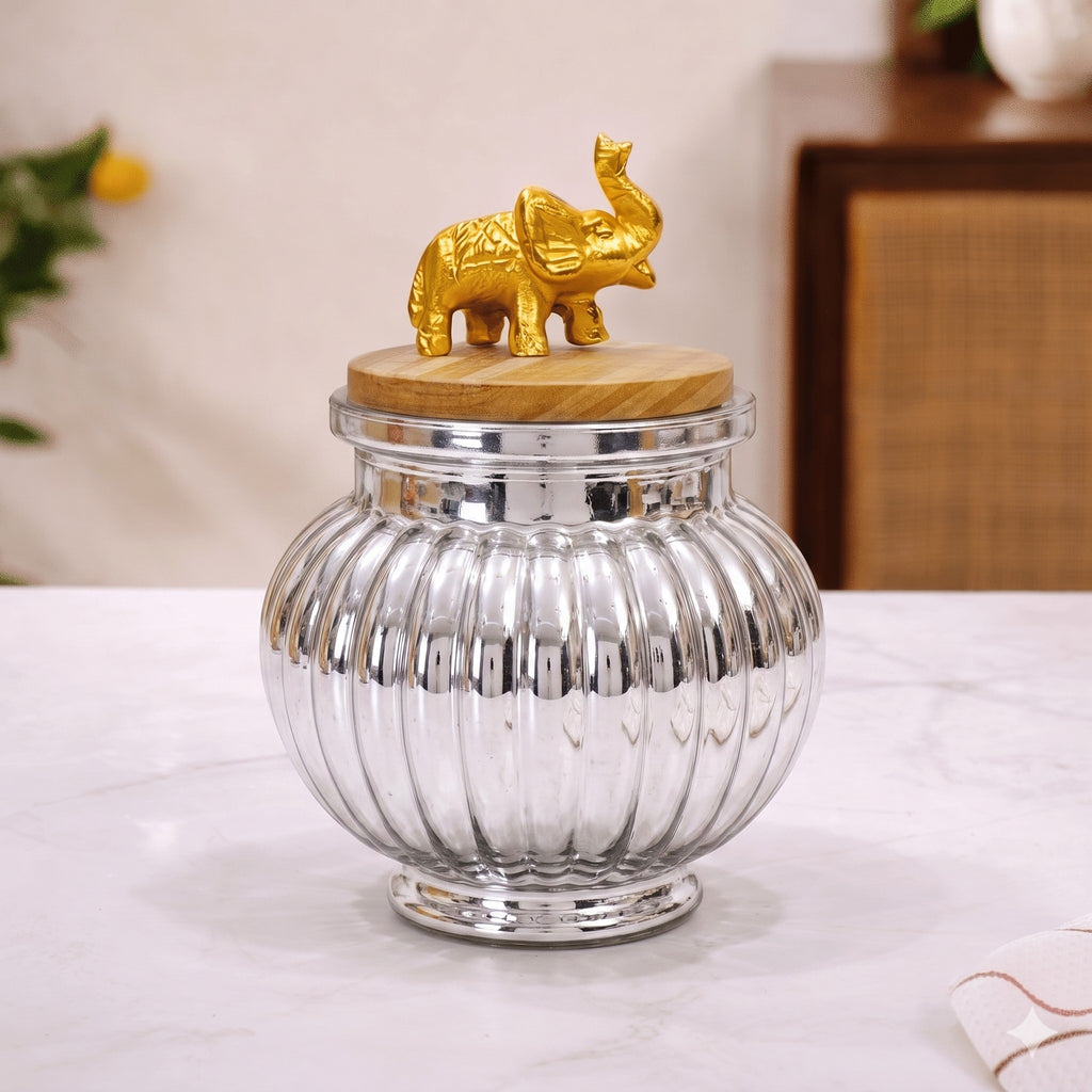 Mercury Matki Jar | Elephant Lid | 2 Colors — Castle Crafts