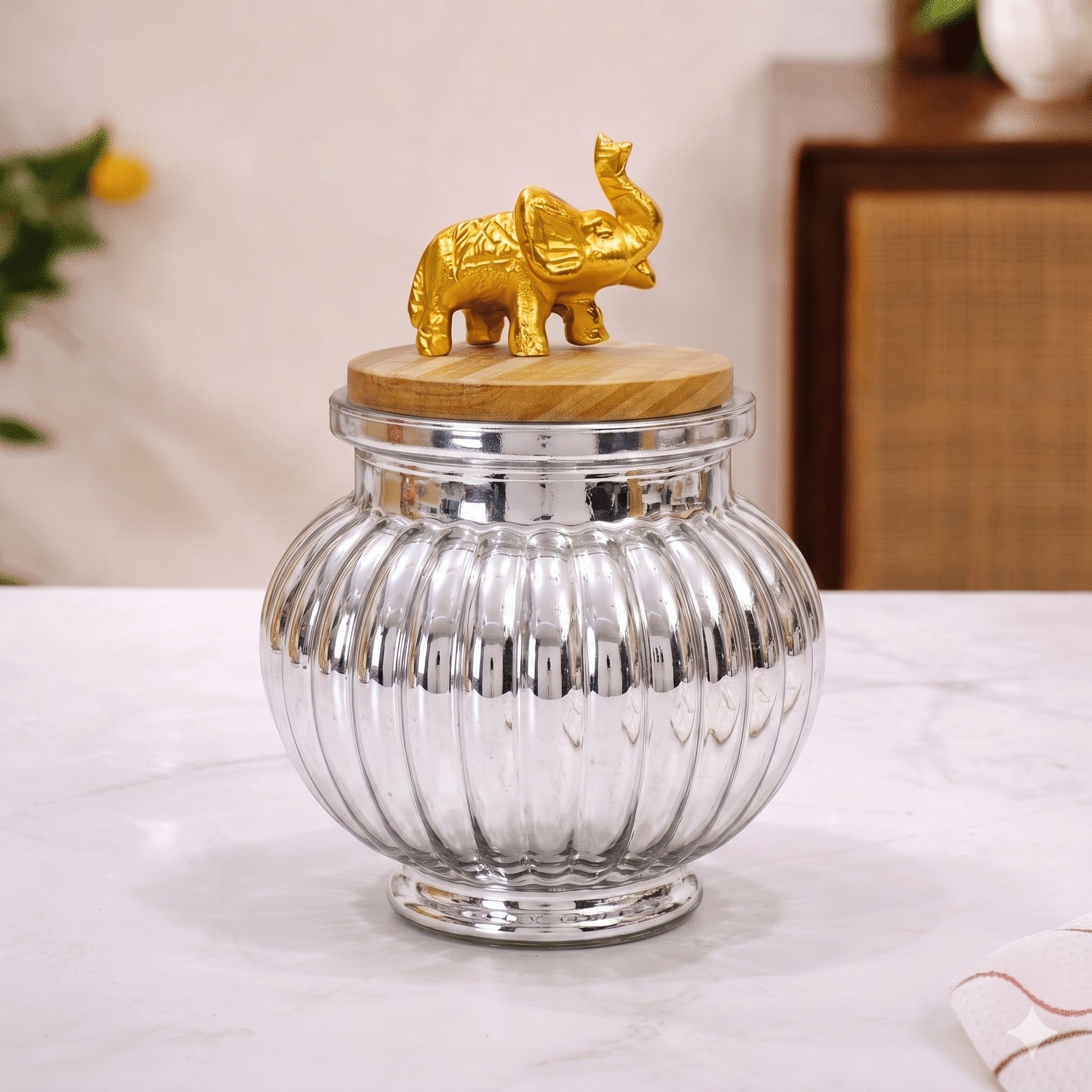 Mercury Matki Jar | Elephant Lid | 2 Colors — Castle Crafts