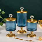 Glass Pedestal Jar | Crystal Ball Lid | 3 Sizes — Castle Crafts