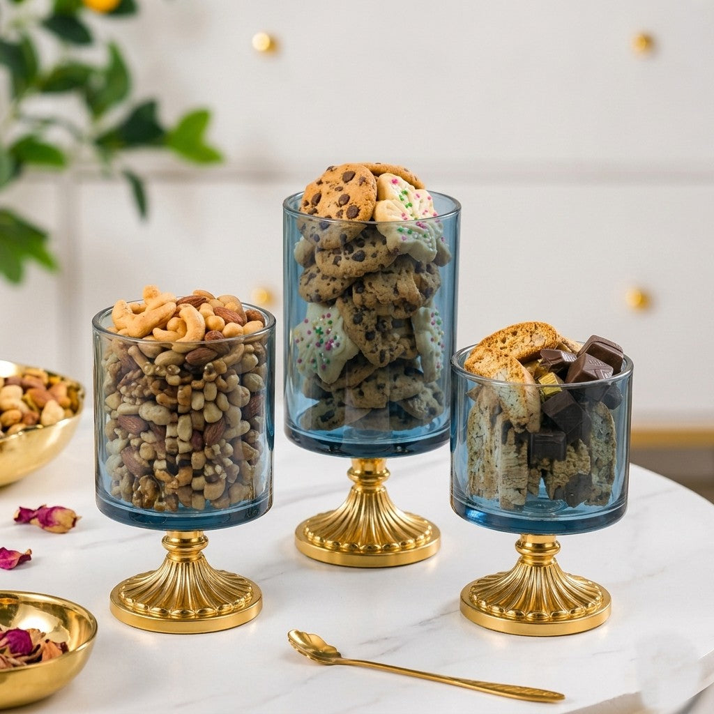 Glass Pedestal Jar | Crystal Ball Lid | 3 Sizes — Castle Crafts