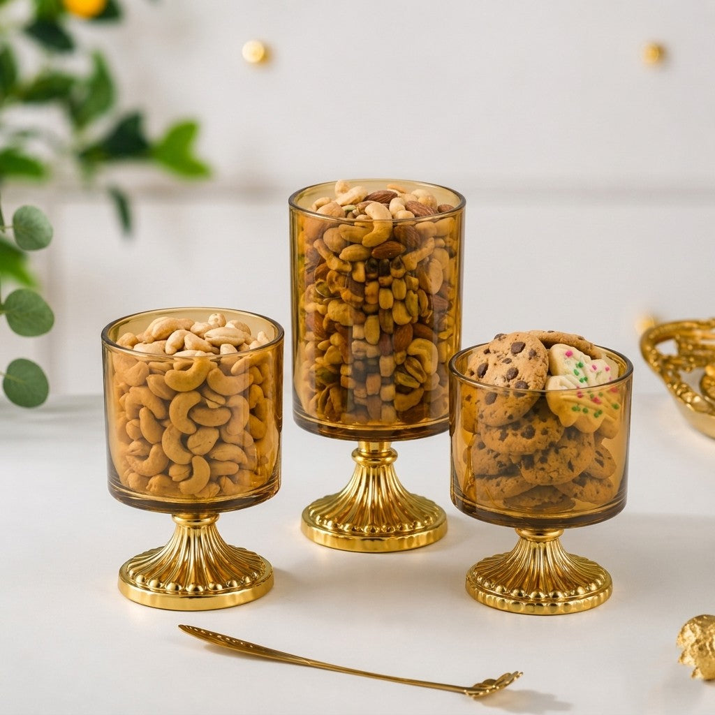 Glass Pedestal Jar | Crystal Ball Lid | 3 Sizes — Castle Crafts