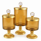 Glass Pedestal Jar | Crystal Ball Lid | 3 Sizes — Castle Crafts