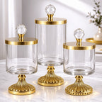 Glass Pedestal Jar | Crystal Ball Lid | 3 Sizes — Castle Crafts