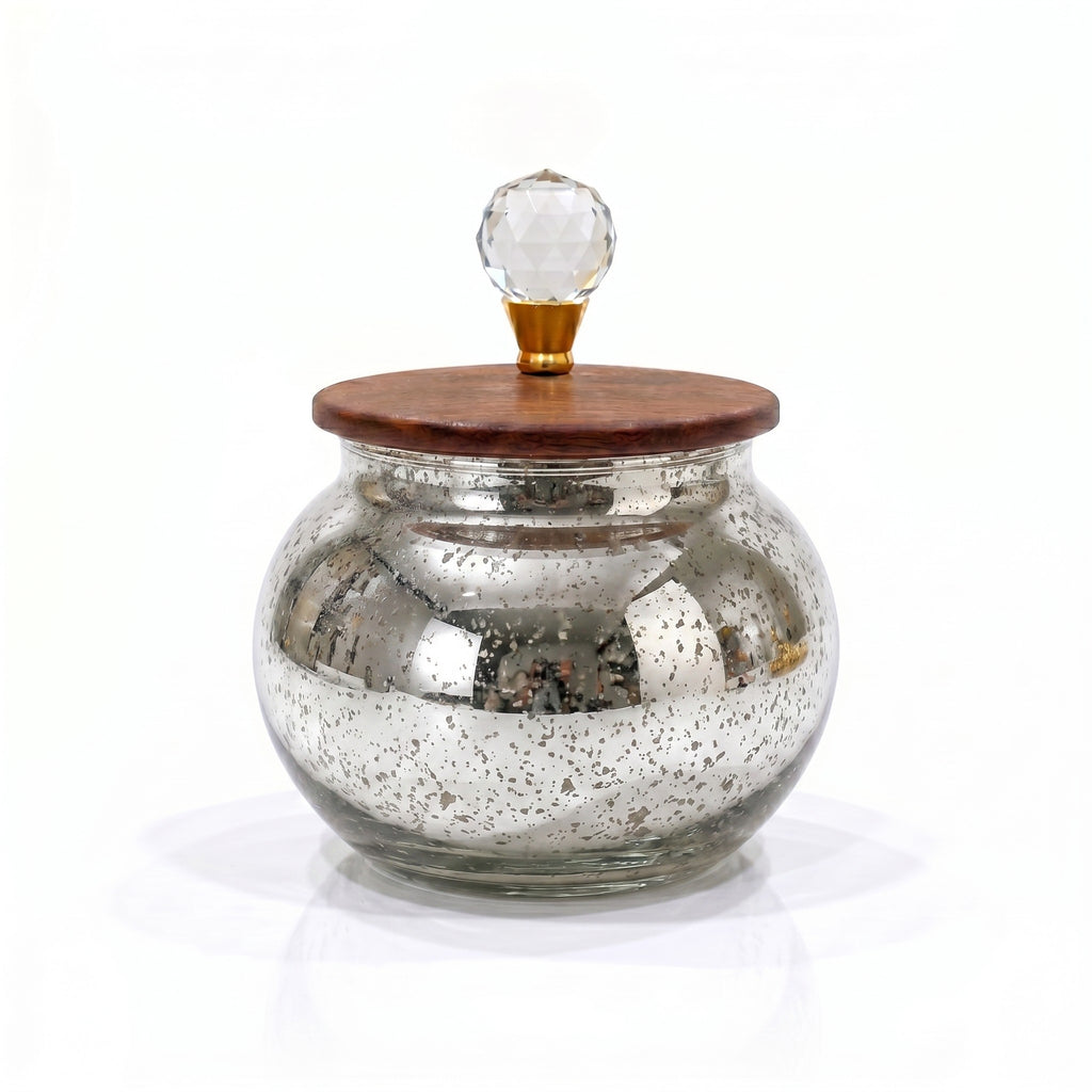 Mercury Glass Roly-Poly Jar | Crystal Lid — Castle Crafts