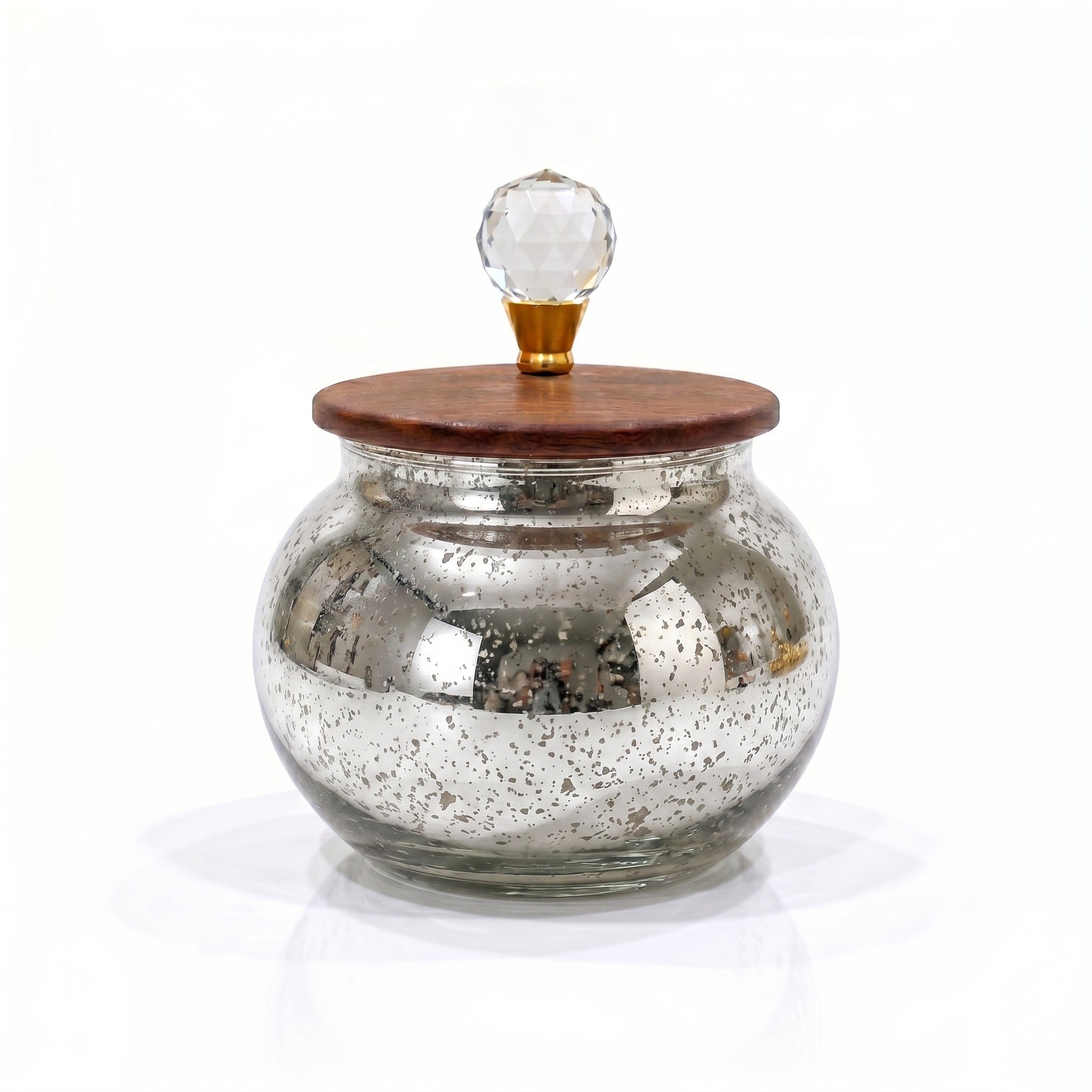Mercury Glass Roly-Poly Jar | Crystal Lid — Castle Crafts