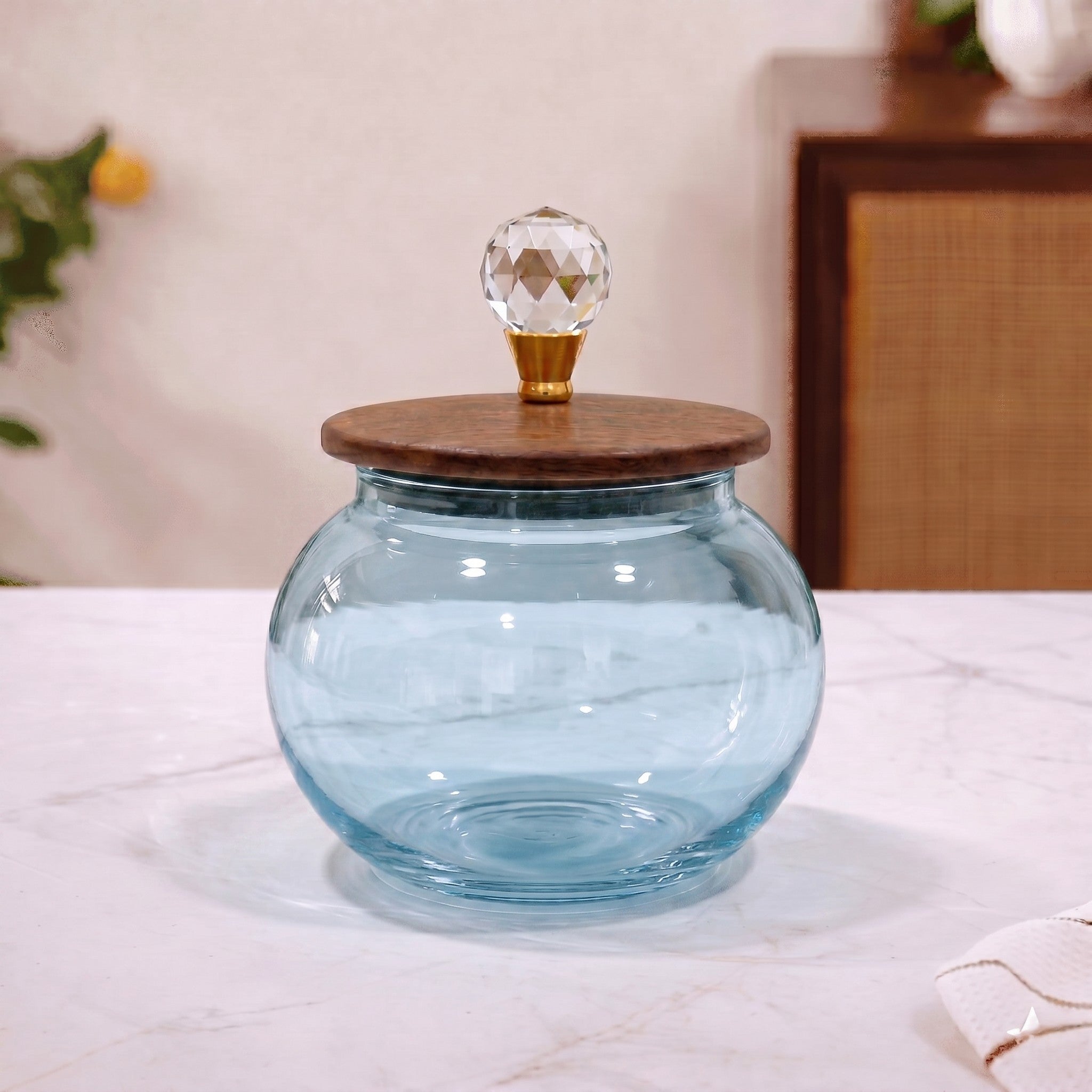 Transparent Roly-Poly Glass Jar | Crystal Lid — Castle Crafts