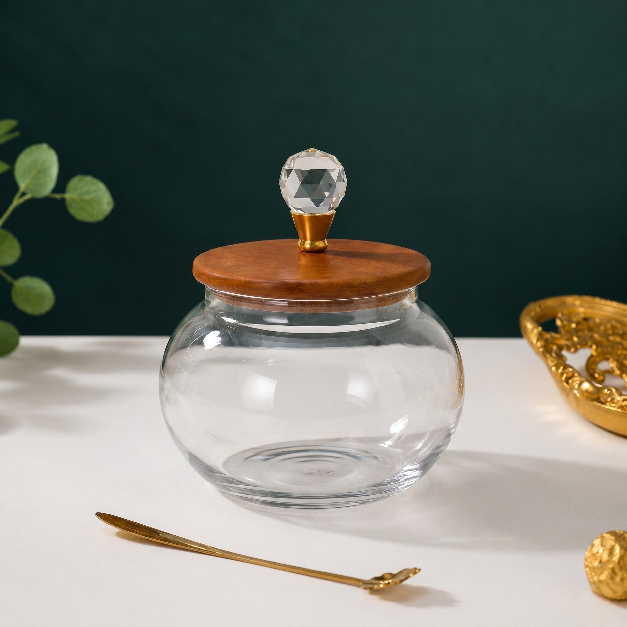 Transparent Roly-Poly Glass Jar | Crystal Lid — Castle Crafts
