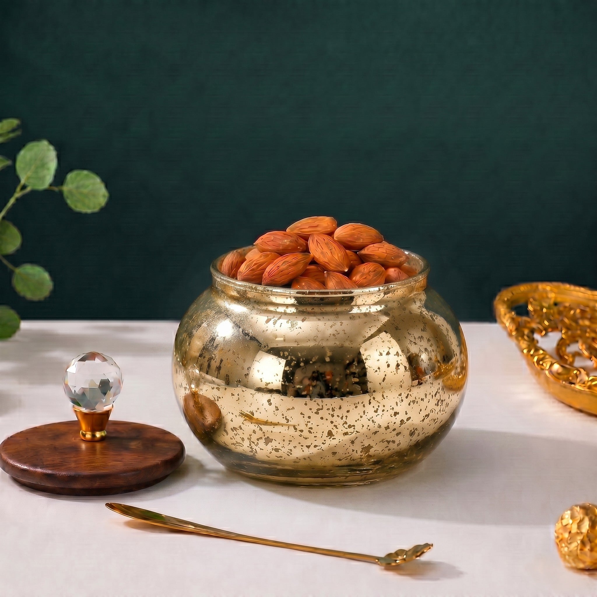 Mercury Glass Roly-Poly Jar | Crystal Lid — Castle Crafts