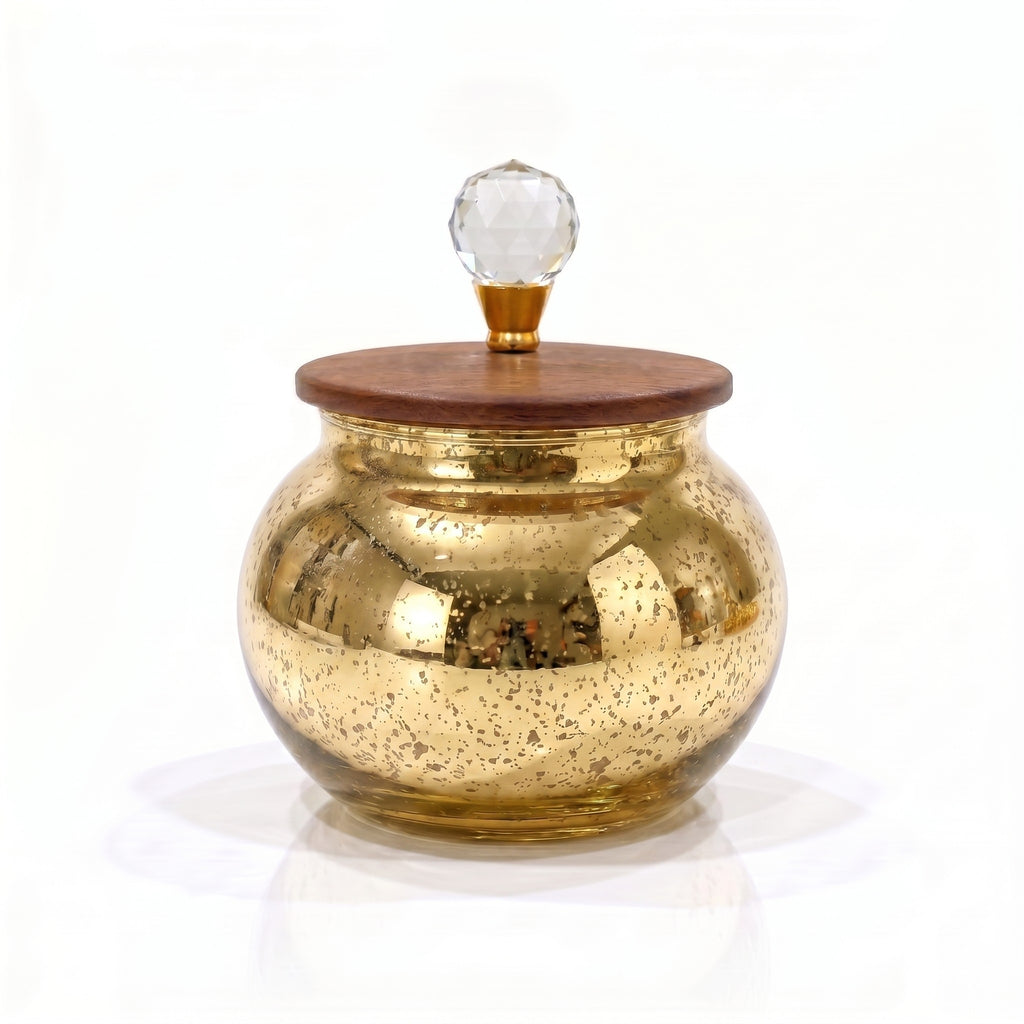 Mercury Glass Roly-Poly Jar | Crystal Lid — Castle Crafts