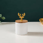 Ribbed Jar | Stag Lid | Glass & Ceramic — Castle Crafts