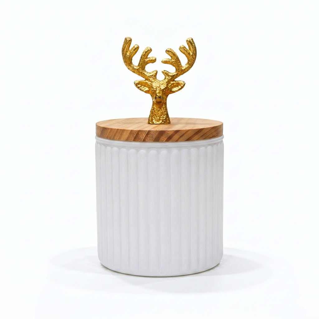 Ribbed Jar | Stag Lid | Glass & Ceramic — Castle Crafts