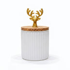 Ribbed Jar | Stag Lid | Glass & Ceramic — Castle Crafts