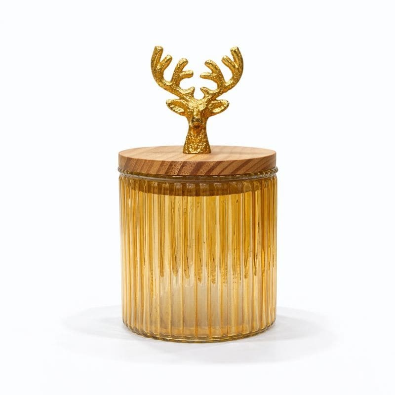 Ribbed Glass Jar | Stag Antler Lid | 2 Colors — Castle Crafts