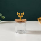 Ribbed Jar | Stag Lid | Glass & Ceramic — Castle Crafts