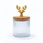 Ribbed Jar | Stag Lid | Glass & Ceramic — Castle Crafts