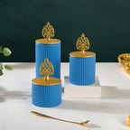 Ribbed Ceramic Jar | Filigree Lid | 3 Sizes — Castle Crafts