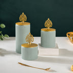 Ribbed Ceramic Jar | Filigree Lid | 3 Sizes — Castle Crafts