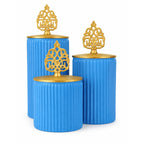 Ribbed Ceramic Jar | Filigree Lid | 3 Sizes — Castle Crafts