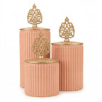 Ribbed Ceramic Jar | Filigree Lid | 3 Sizes — Castle Crafts