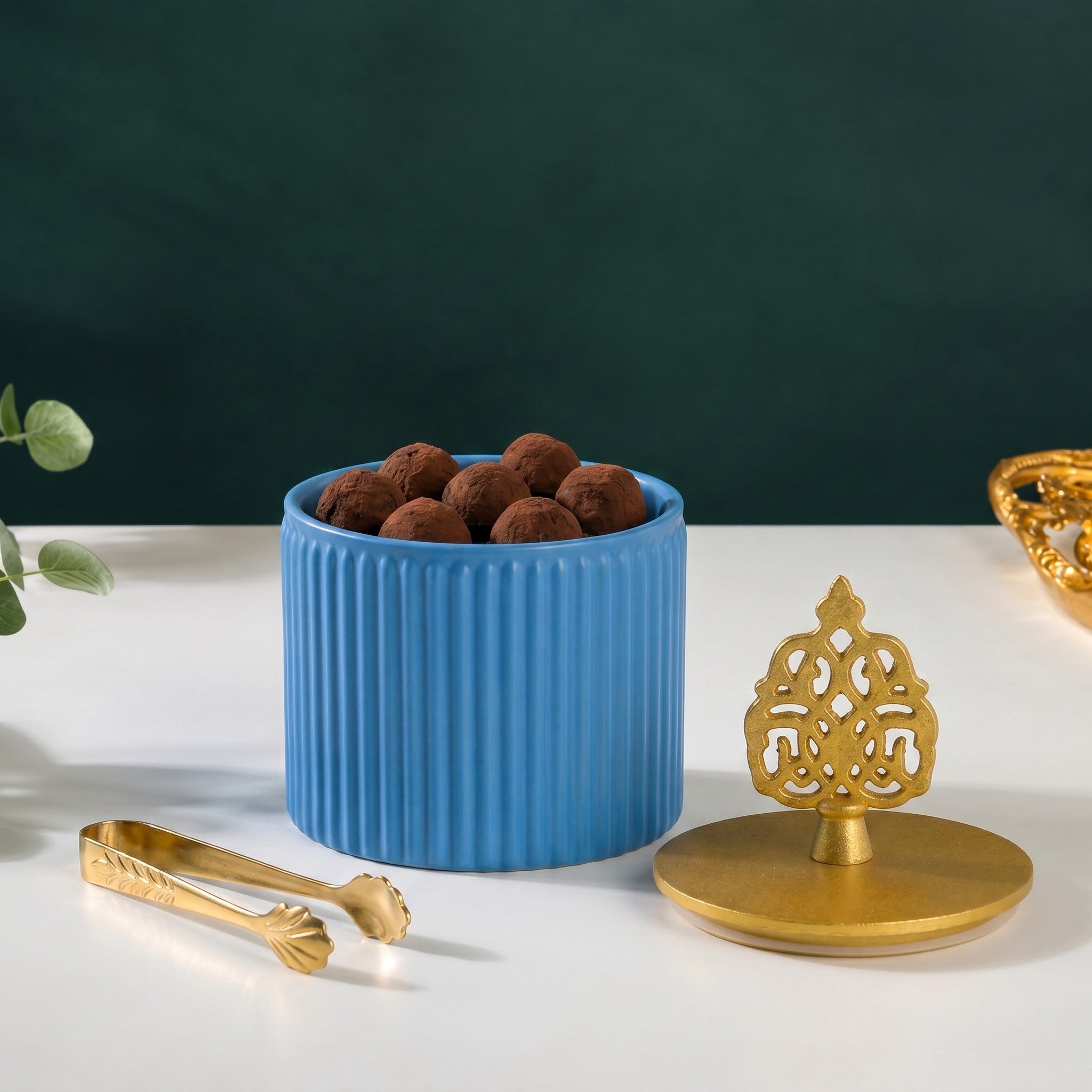 Ribbed Ceramic Jar | Filigree Lid | 3 Sizes — Castle Crafts
