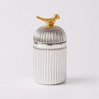 Ribbed Glass Bird Jar | Gold Finial | 3 Sizes — Castle Crafts