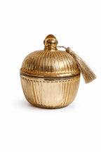 Gold Ribbed Glass Jar | Dome Lid & Tassel — Castle Crafts