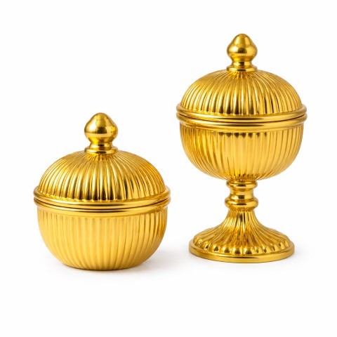 Ribbed Salai Jar | Gold & Silver | 2 Sizes — Castle Crafts