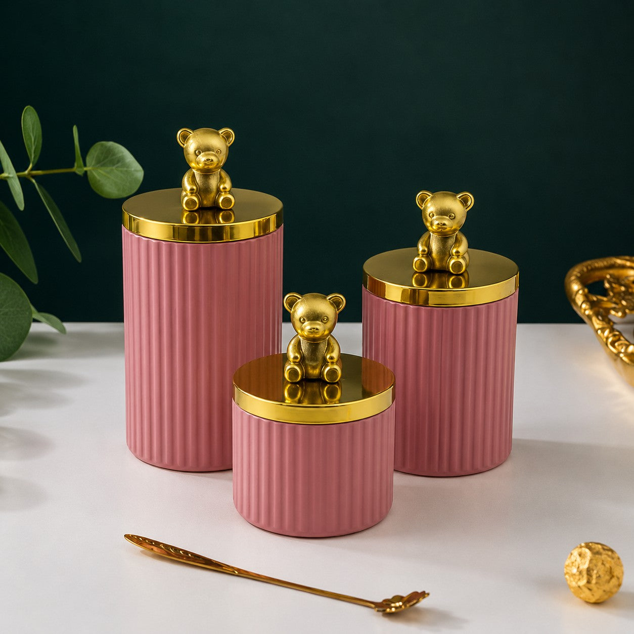 Ribbed Jar | Teddy Bear Lid | 3 Sizes — Castle Crafts