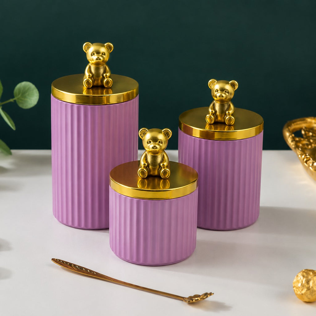 Ribbed Jar | Teddy Bear Lid | 3 Sizes — Castle Crafts