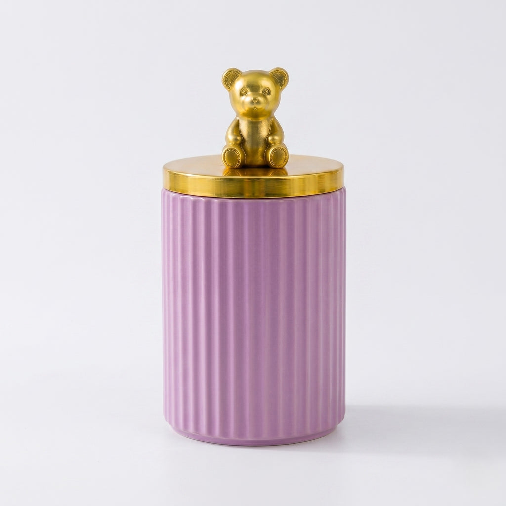 Ribbed Jar | Teddy Bear Lid | 3 Sizes — Castle Crafts