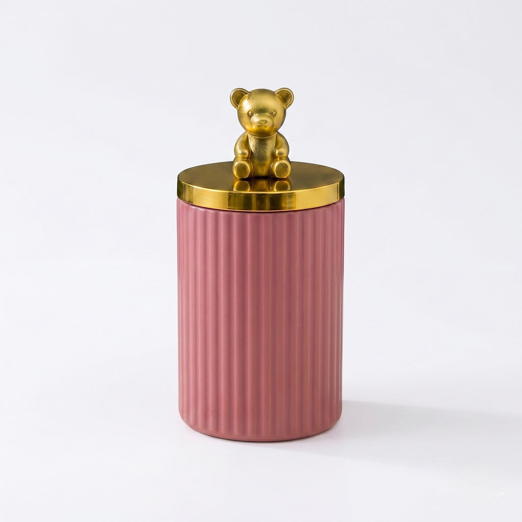 Ribbed Jar | Teddy Bear Lid | 3 Sizes — Castle Crafts