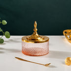 Diamond Cut Pink Glass Jar — Castle Crafts