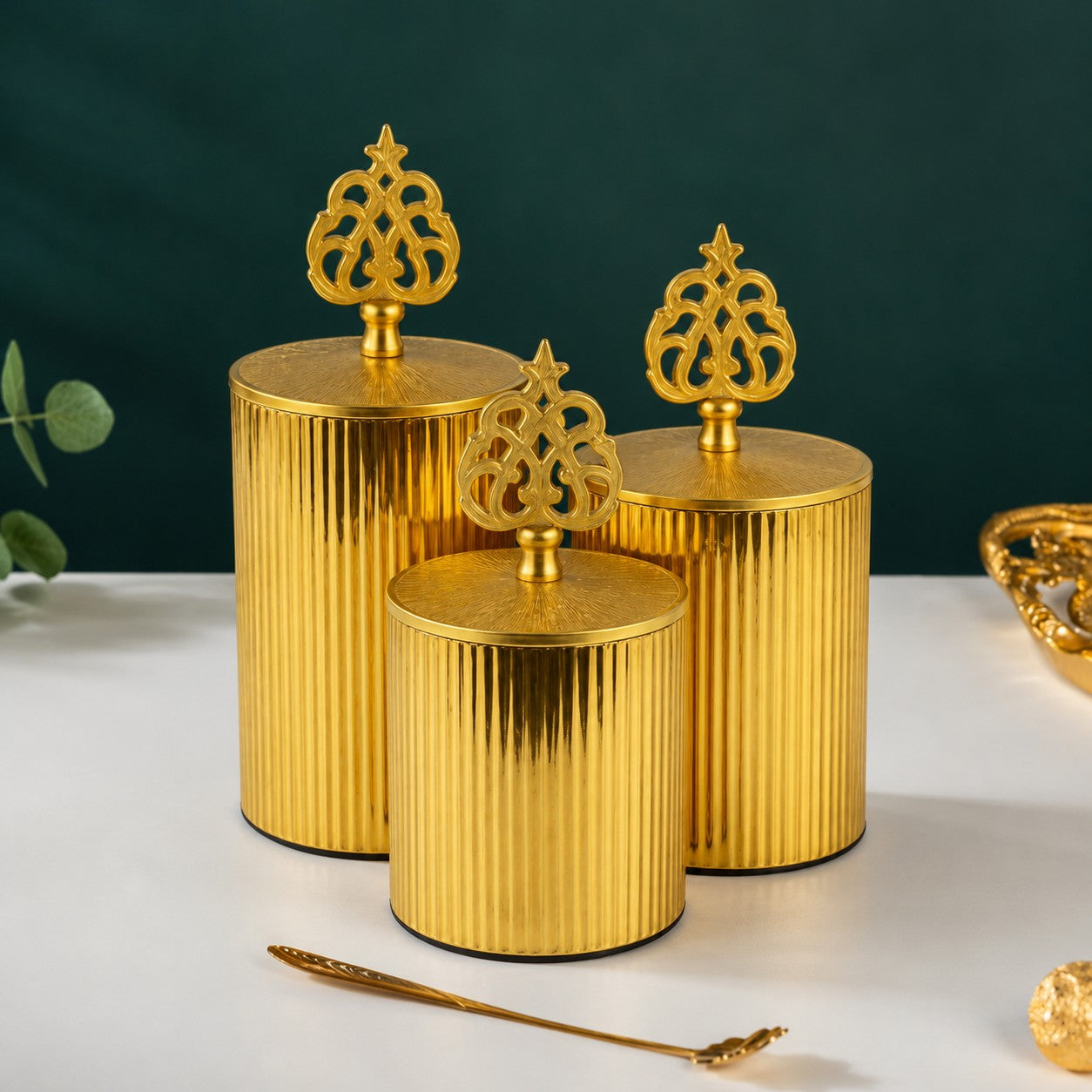 Ribbed Metal Jar | Filigree Lid | 3 Sizes — Castle Crafts