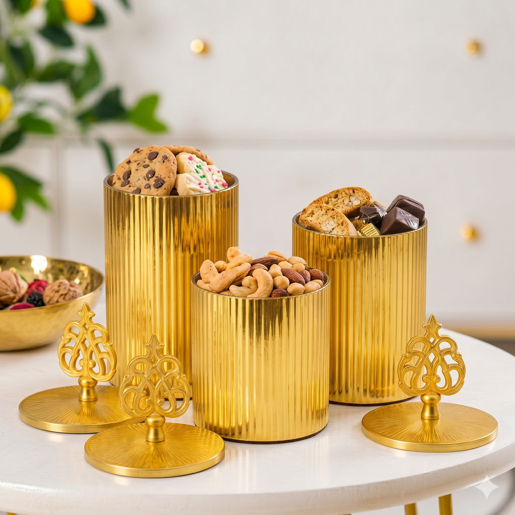 Ribbed Metal Jar | Filigree Lid | 3 Sizes — Castle Crafts