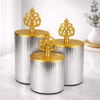 Ribbed Metal Jar | Filigree Lid | 3 Sizes — Castle Crafts